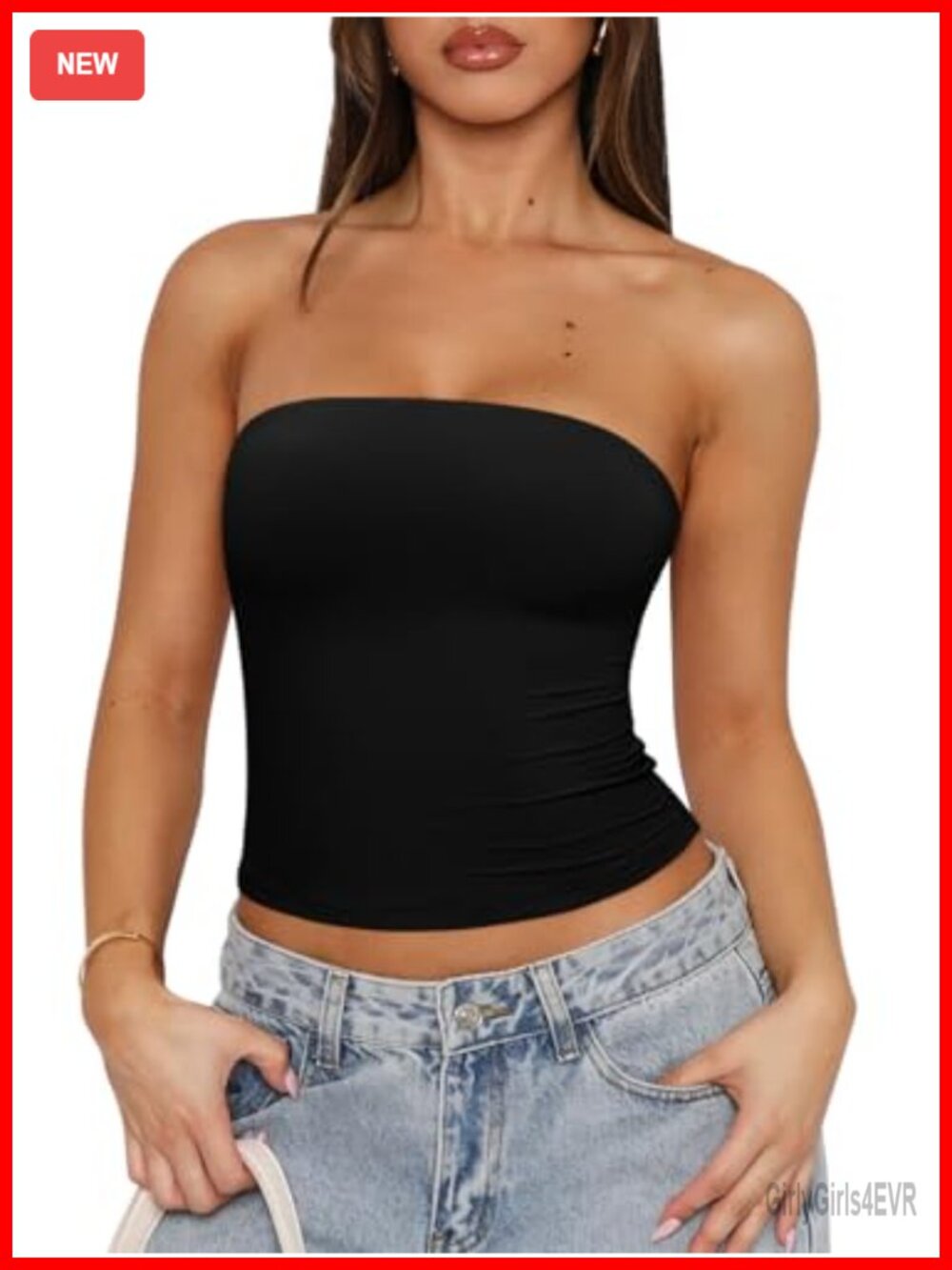 Strapless Tube Top Double Lined Non-Slip Backless Crop Y2K Summer Top